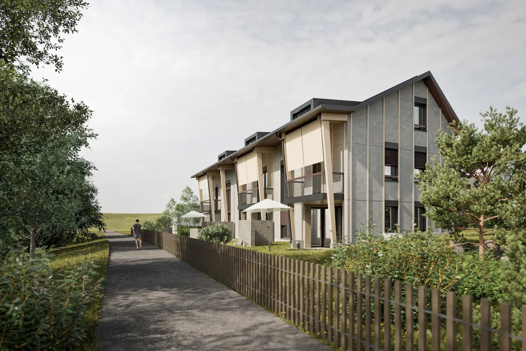Visualisierung Aussenansicht Reiheneinfamilienhaus Dübendorf