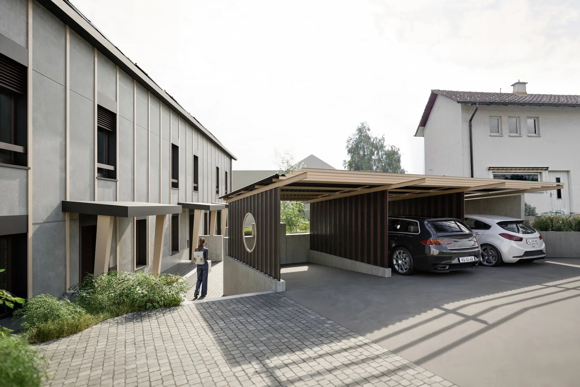 Visualisierung Carport Reiheneinfamilienhaus Dübendorf
