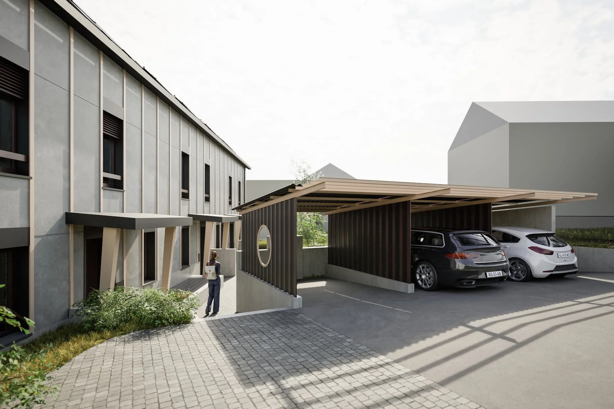 Visualisierung Carport Reiheneinfamilienhaus Dübendorf