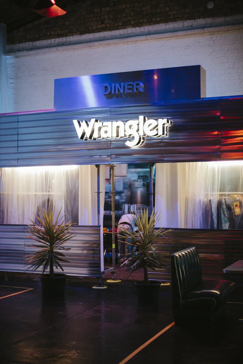 A neon-lit sign showing 