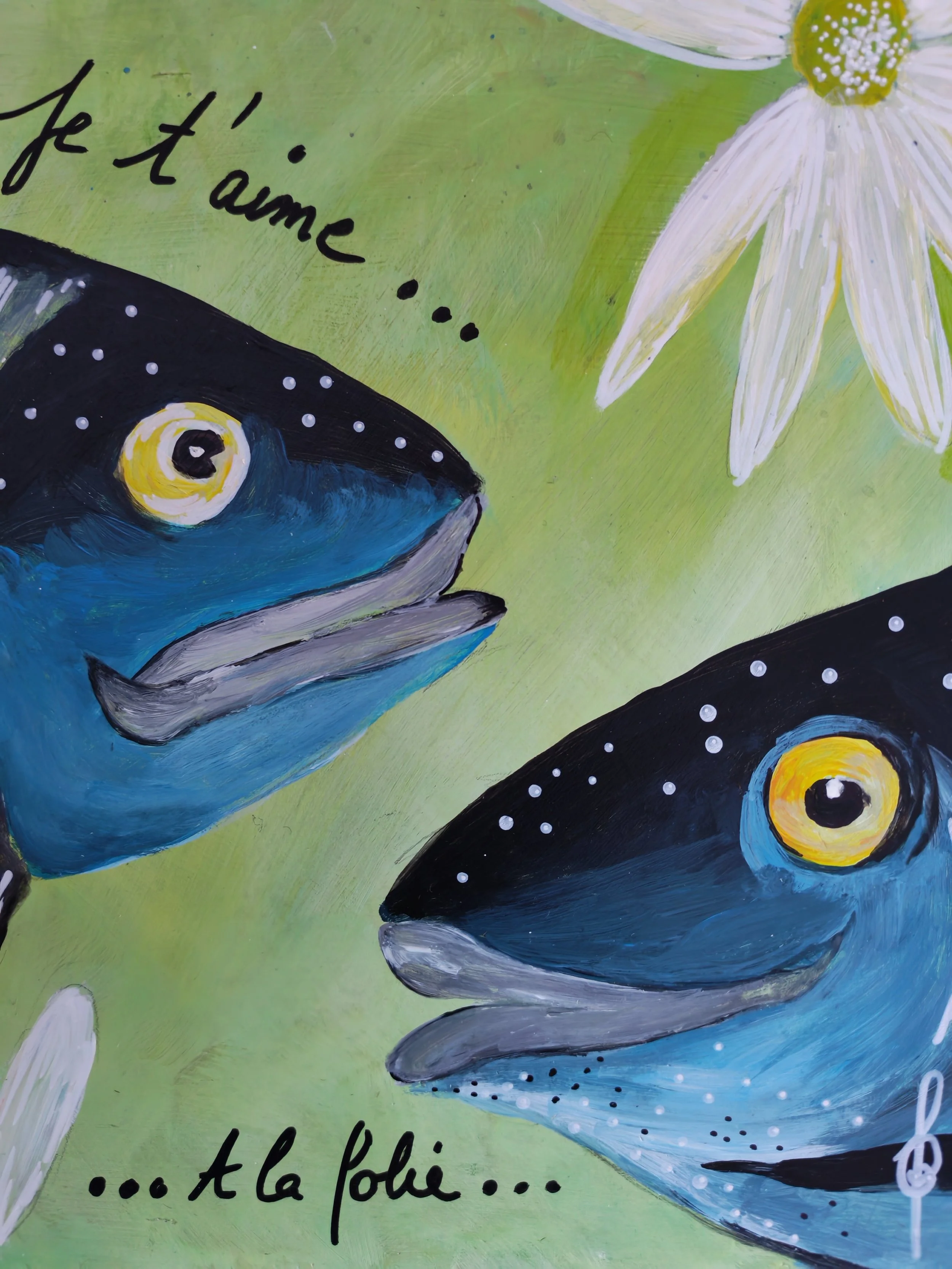 peinture de poissons amoureux