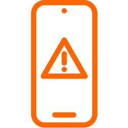 Smartphone with an alert icon and warning triangle on the screen symbolising CCTV installations in Perth