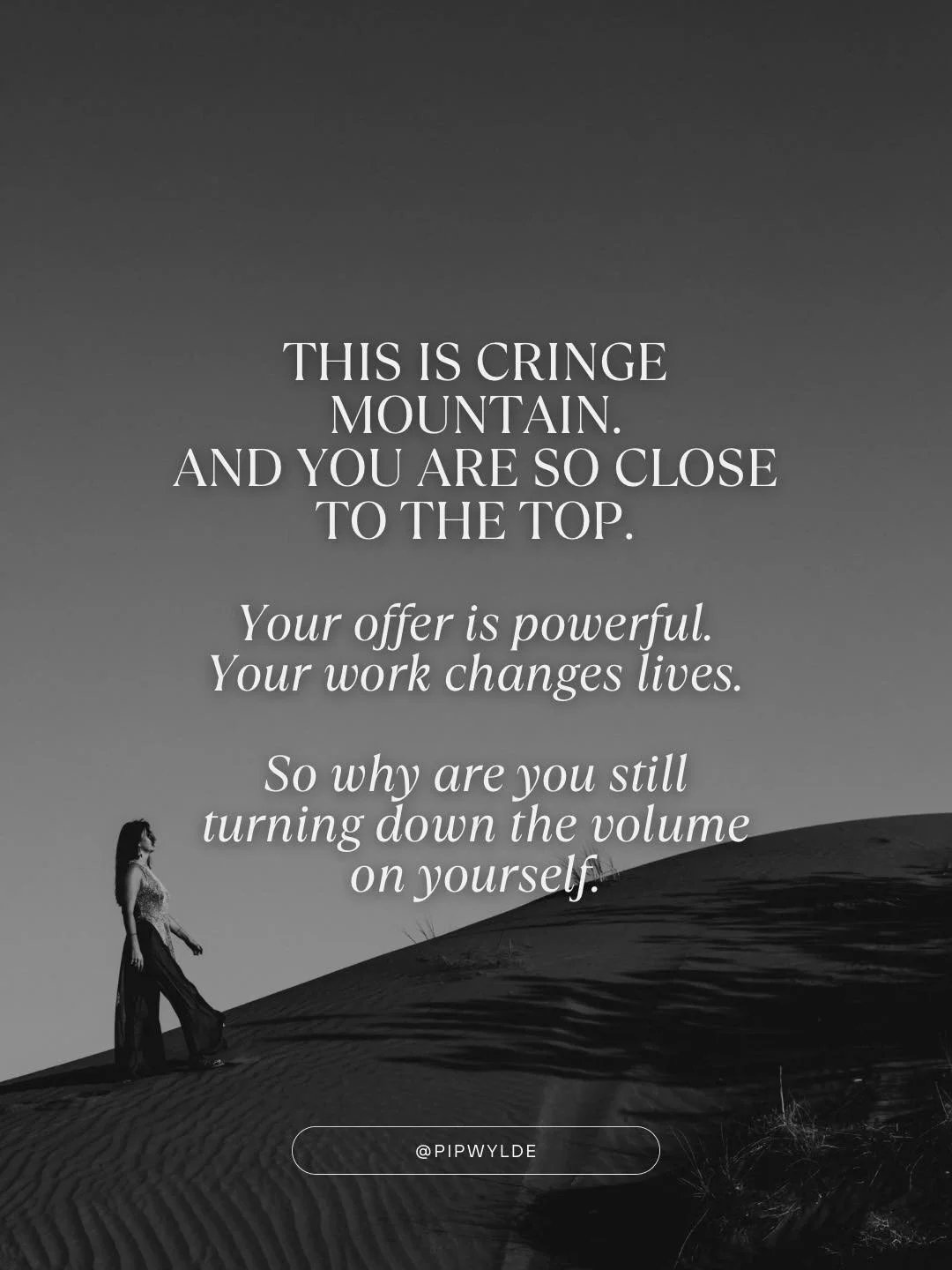 On the other side of Cringe Mountain
is a woman who cannot remember
why she ever made herself small. 🖤 

What cringe mountains have you climbed? 

📸 @retreat.photography