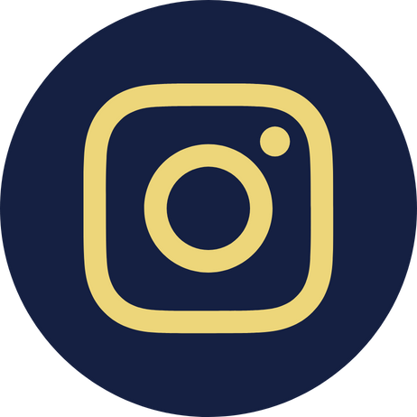 Instagram logo with a gold outline on a dark background.