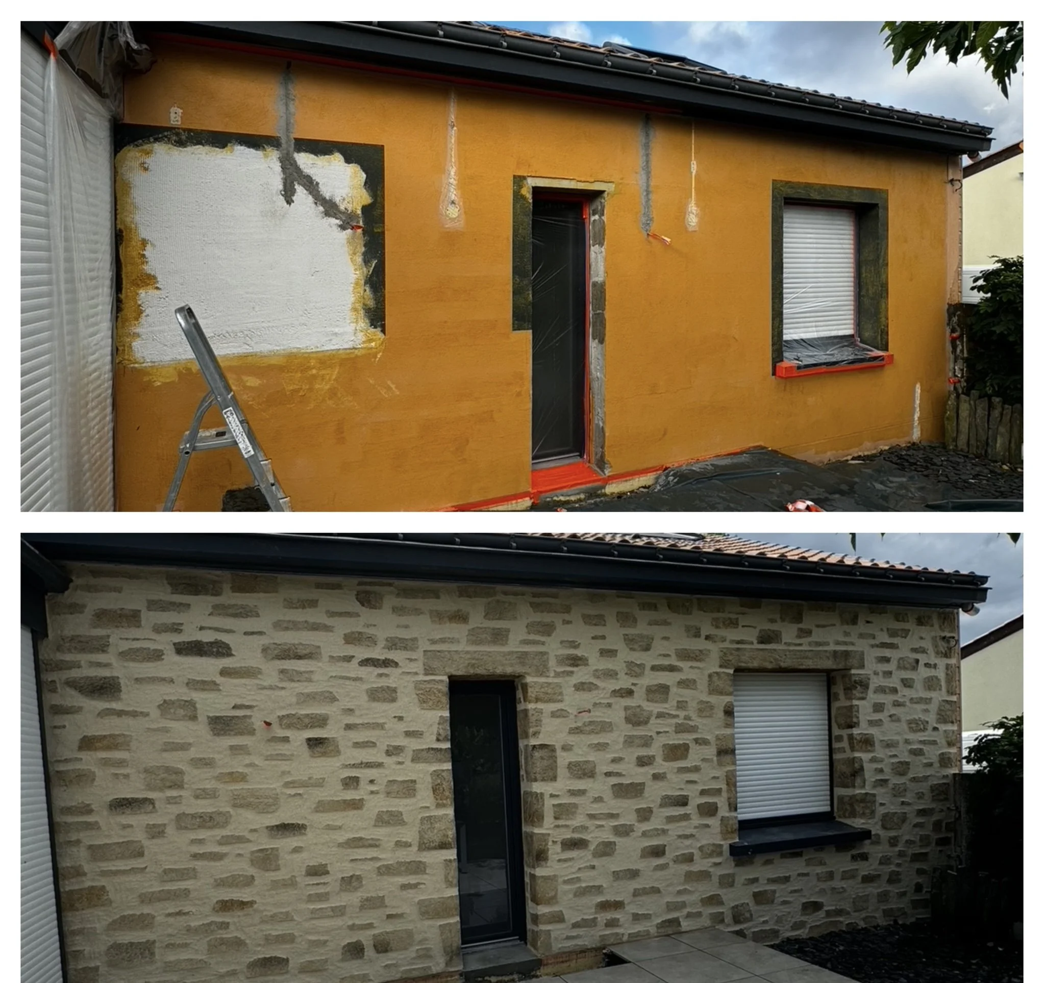 Enduit imitation pierre réalisé à Mouzillon en Loire Atlantique par BRB façade