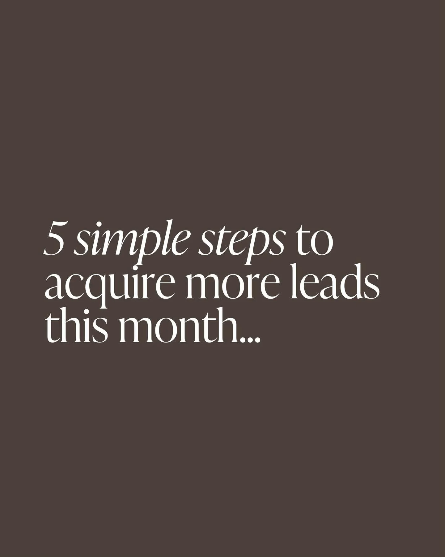 Generating leads doesn&rsquo;t always require more spend &mdash; sometimes it&rsquo;s the small strategic changes that make the biggest difference.

Sharing 5 simple ways to help your business attract more enquiries this month. 📧

#EllisMarketing #S