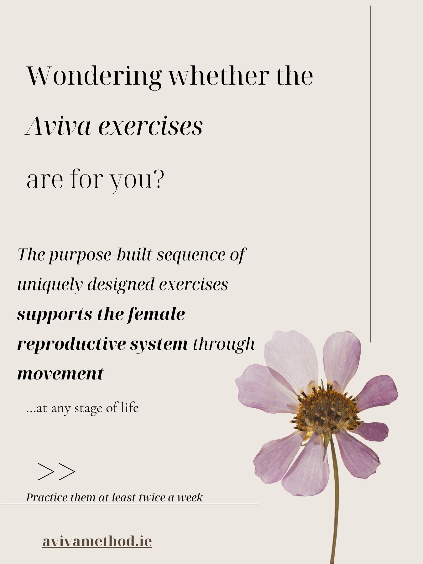 When might Aviva exercises be relevant for you?

Many women explore the Aviva Method when navigating cycle changes, fertility, PMS, menopause, or when complementing treatment for gynaecological conditions.

Curious whether this movement practice coul