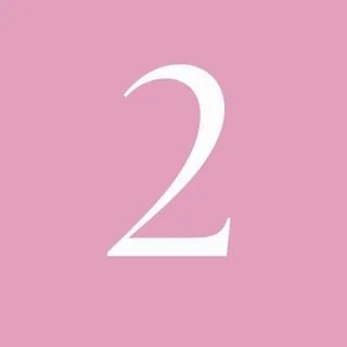Pink background with a white number two in the center.