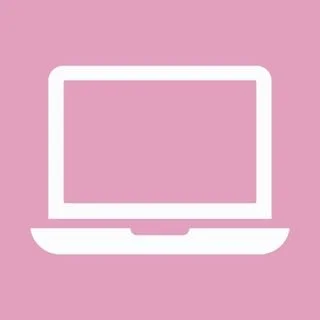 Simple white outline of a laptop computer on a pink background.