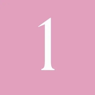 Pink background with a large white number one in the center.
