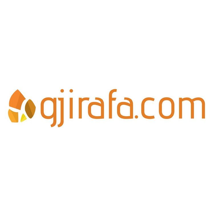 Gjirafa.com logo with an abstract orange and yellow giraffe icon