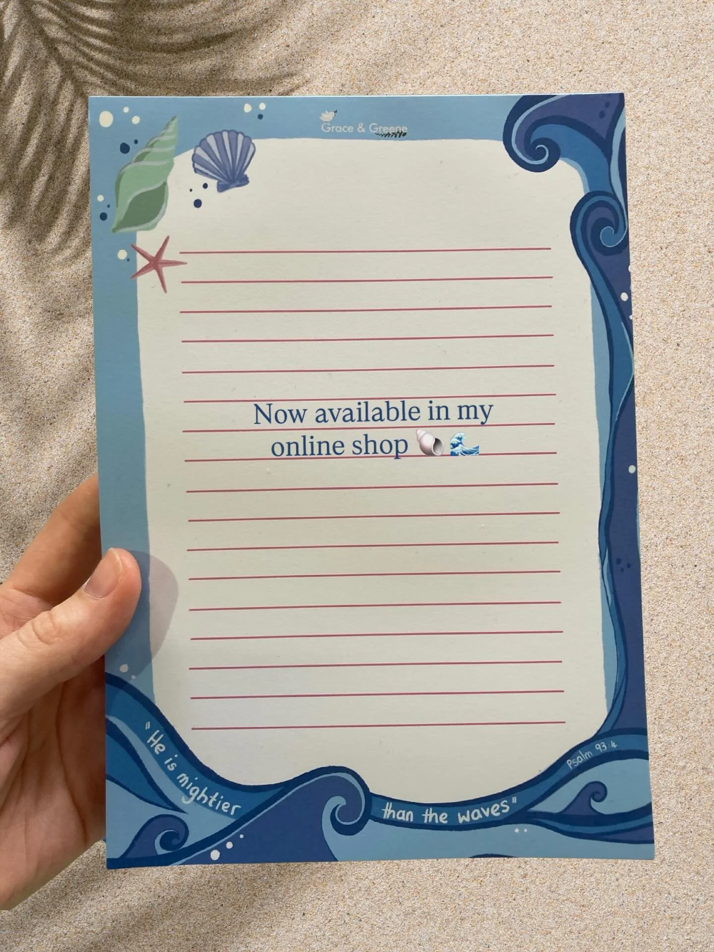 🌊 He is mightier than the waves&hellip;
My brand new ocean-themed notepad is now live on Etsy!
A5, 50 pages, and perfect for those who love the sea 🐚

Great for taking notes, prayers, plans &mdash; or just bringing a bit of calm to your day.

Find 