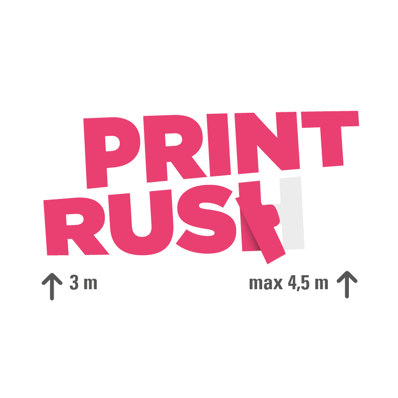 The image contains a vinyl plot of the words "PRINT RUSH" in bold pink letters with a black background.