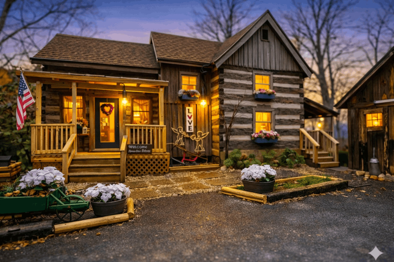 Hand-hewn 1800s log cabin near Great Smoky Mountains National Park