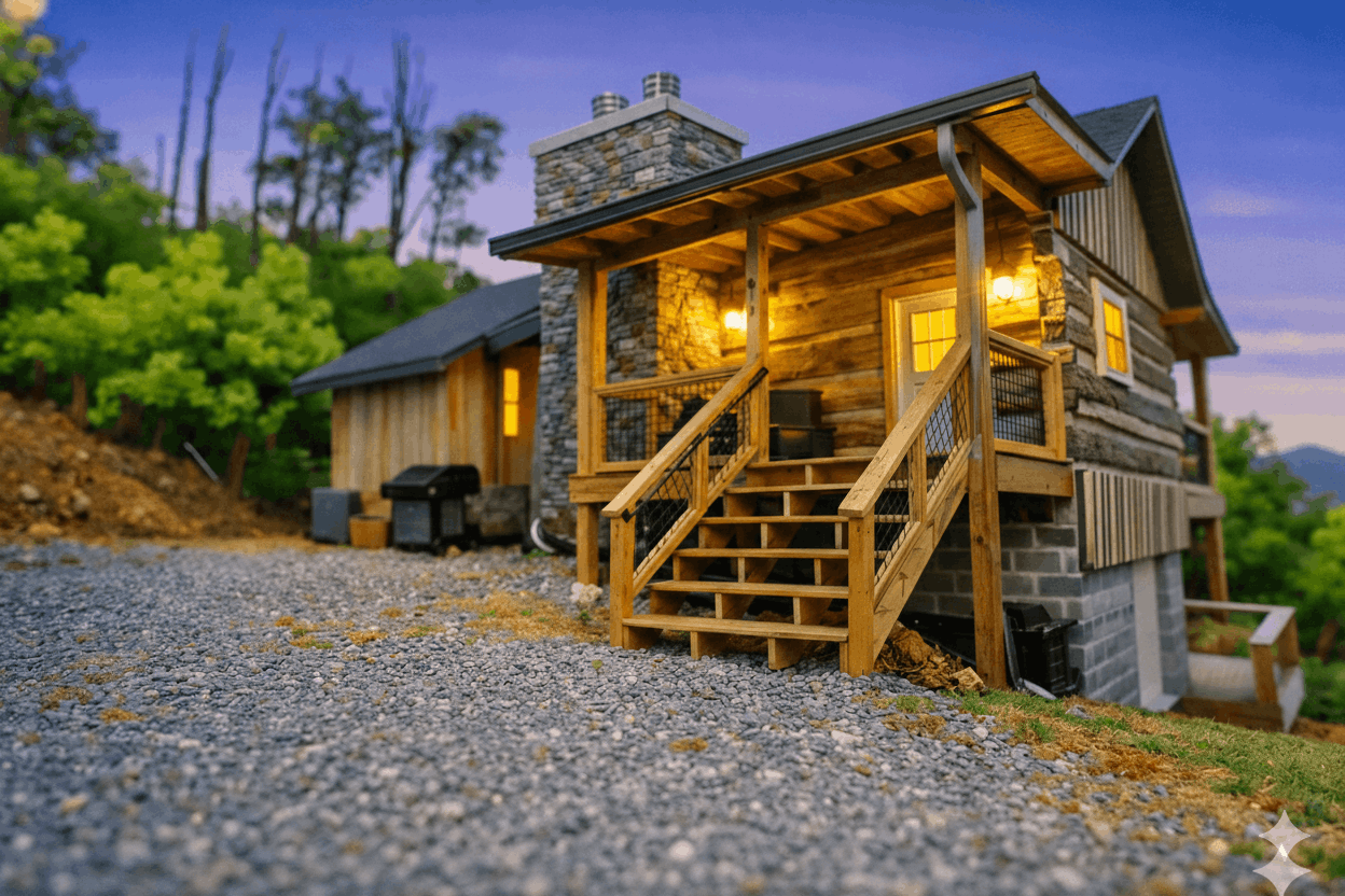Hand-hewn 1800s log cabin near Great Smoky Mountains National Park