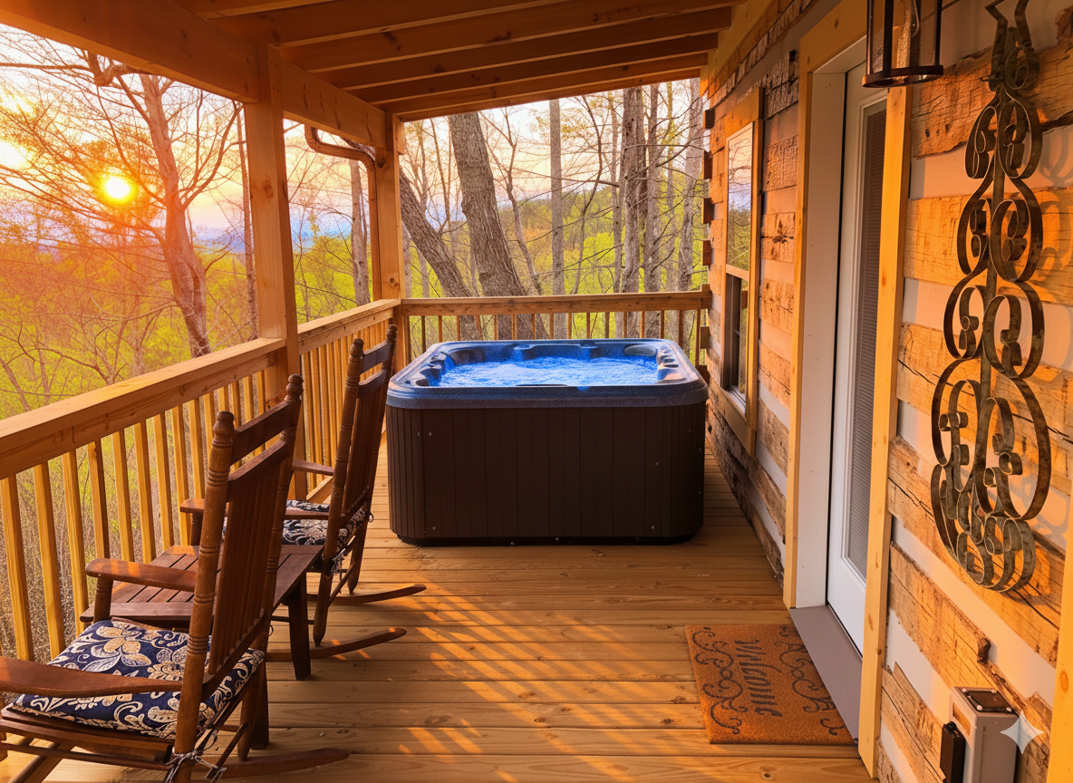 Bubbles and breathtaking vistas. Elevate your evening with a soak overlooking the valley.