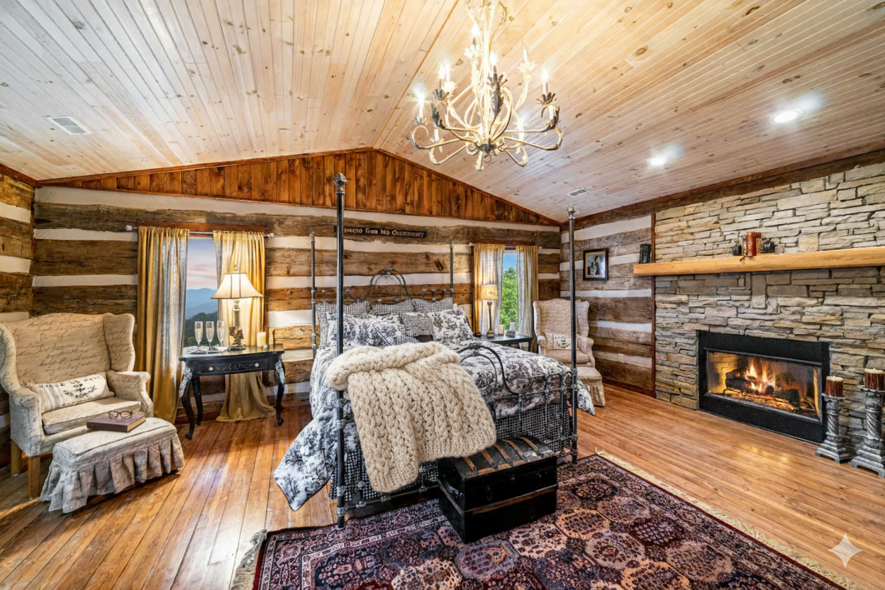 Our King suites are designed as private retreats, featuring warm wood accents and windows that frame the forest.