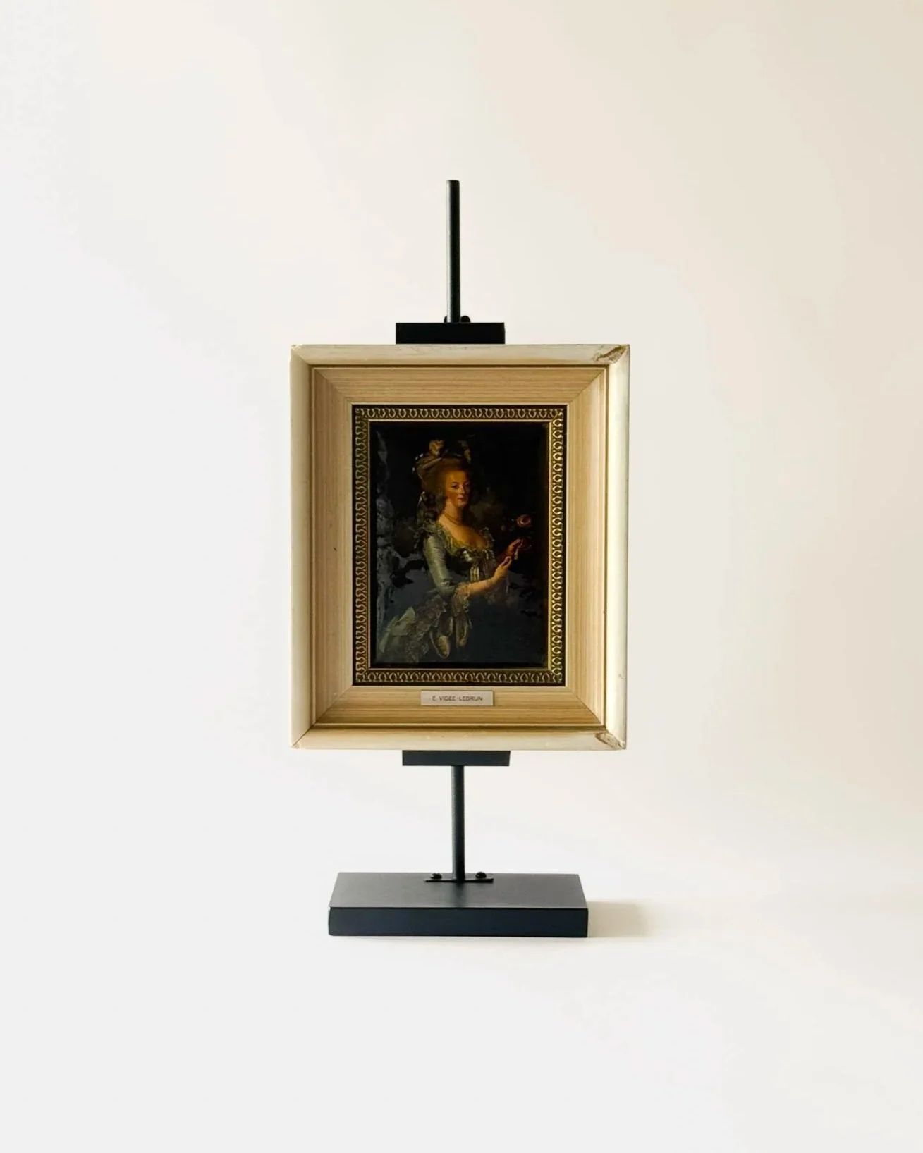 Framed Convex Polysmalt Reproduction Portrait of Marie Antoinette After E.V. Lebrun