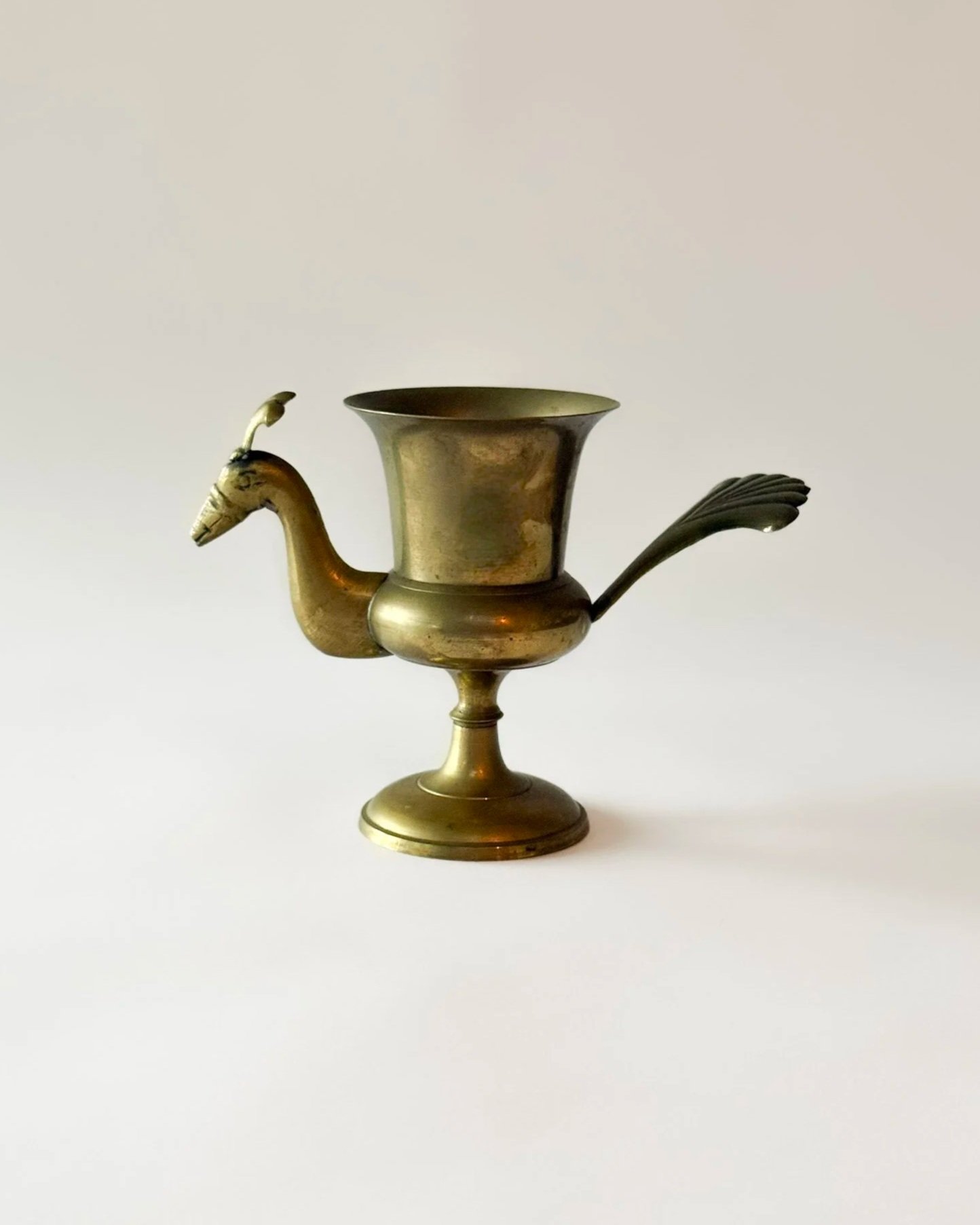 Vintage Brass Peacock Chalice