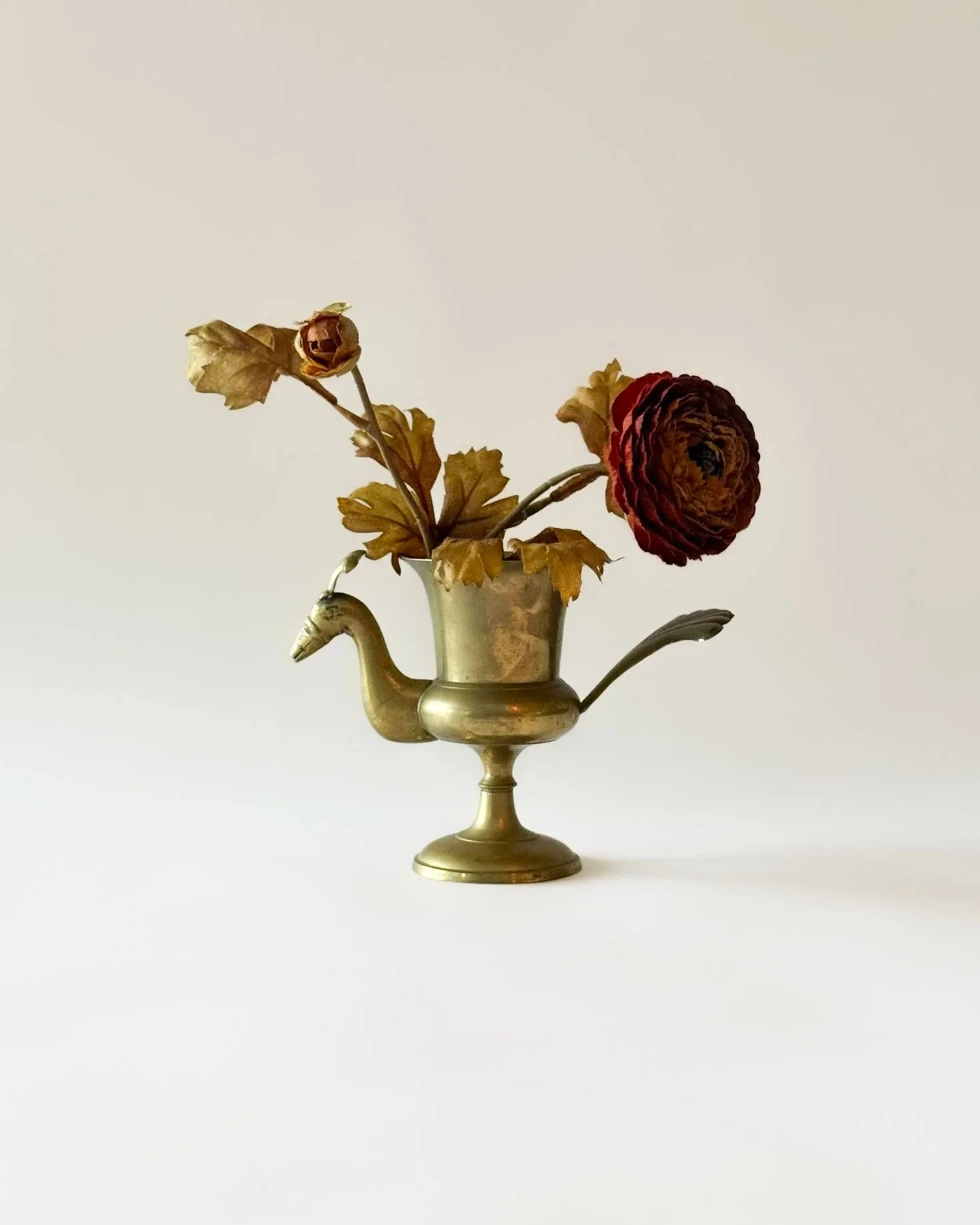 Vintage Brass Peacock Chalice