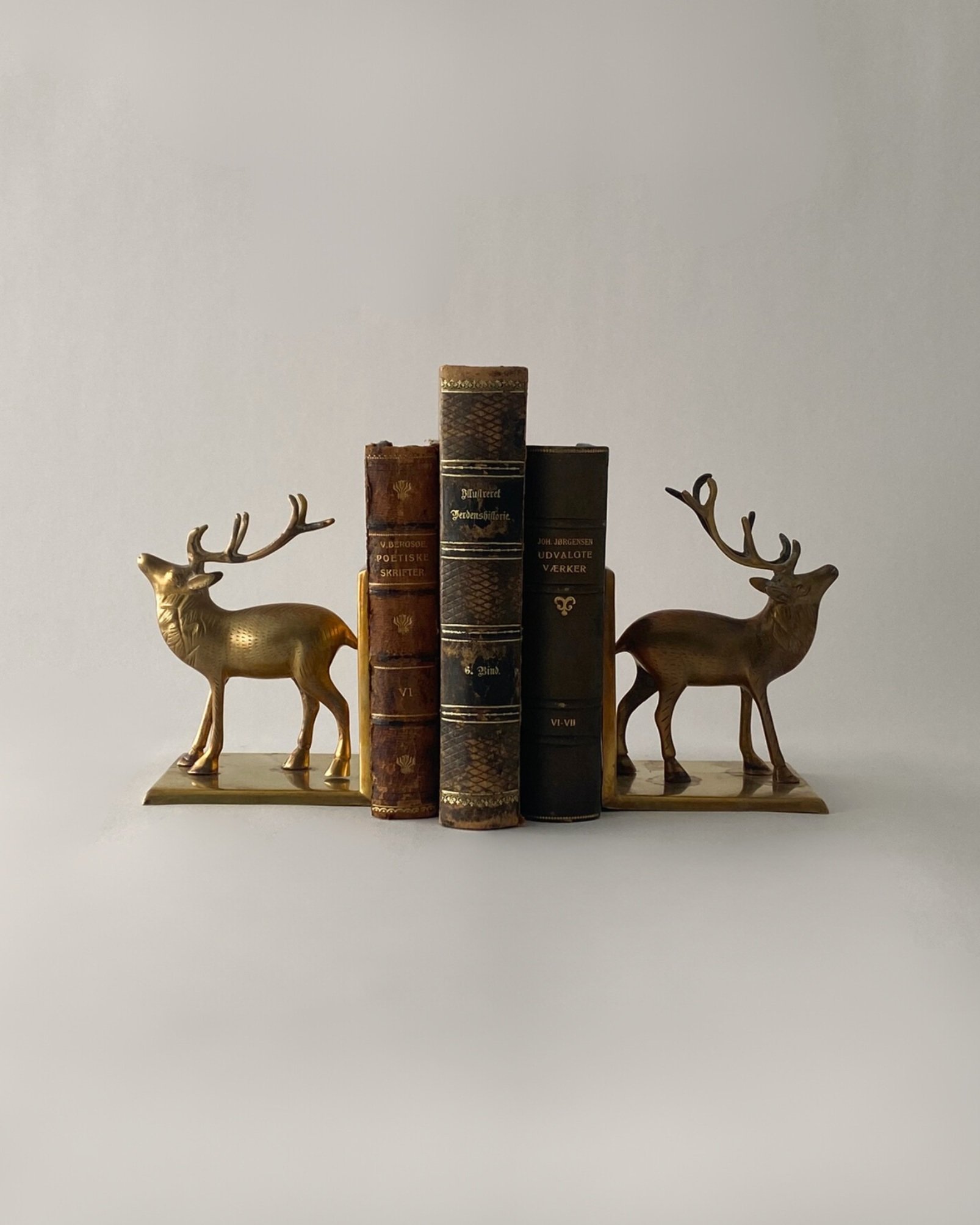 Set of Brass Stag Bookends
