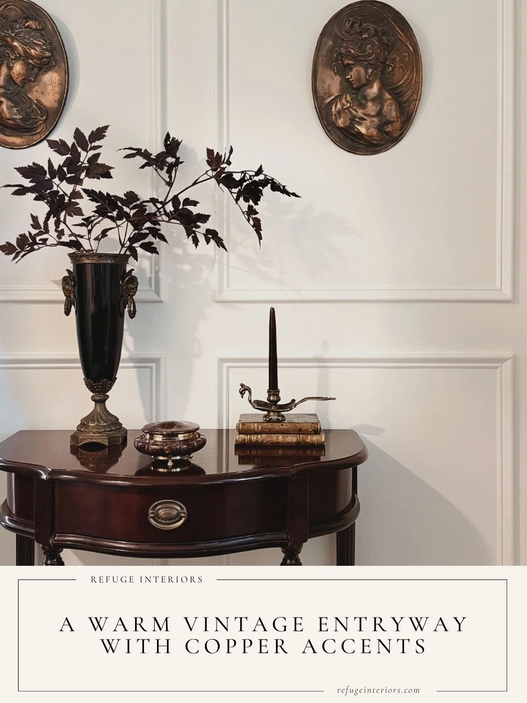 Styling with Copper: A Traditional Entryway in Warm, Moody Tones and Vintage Details