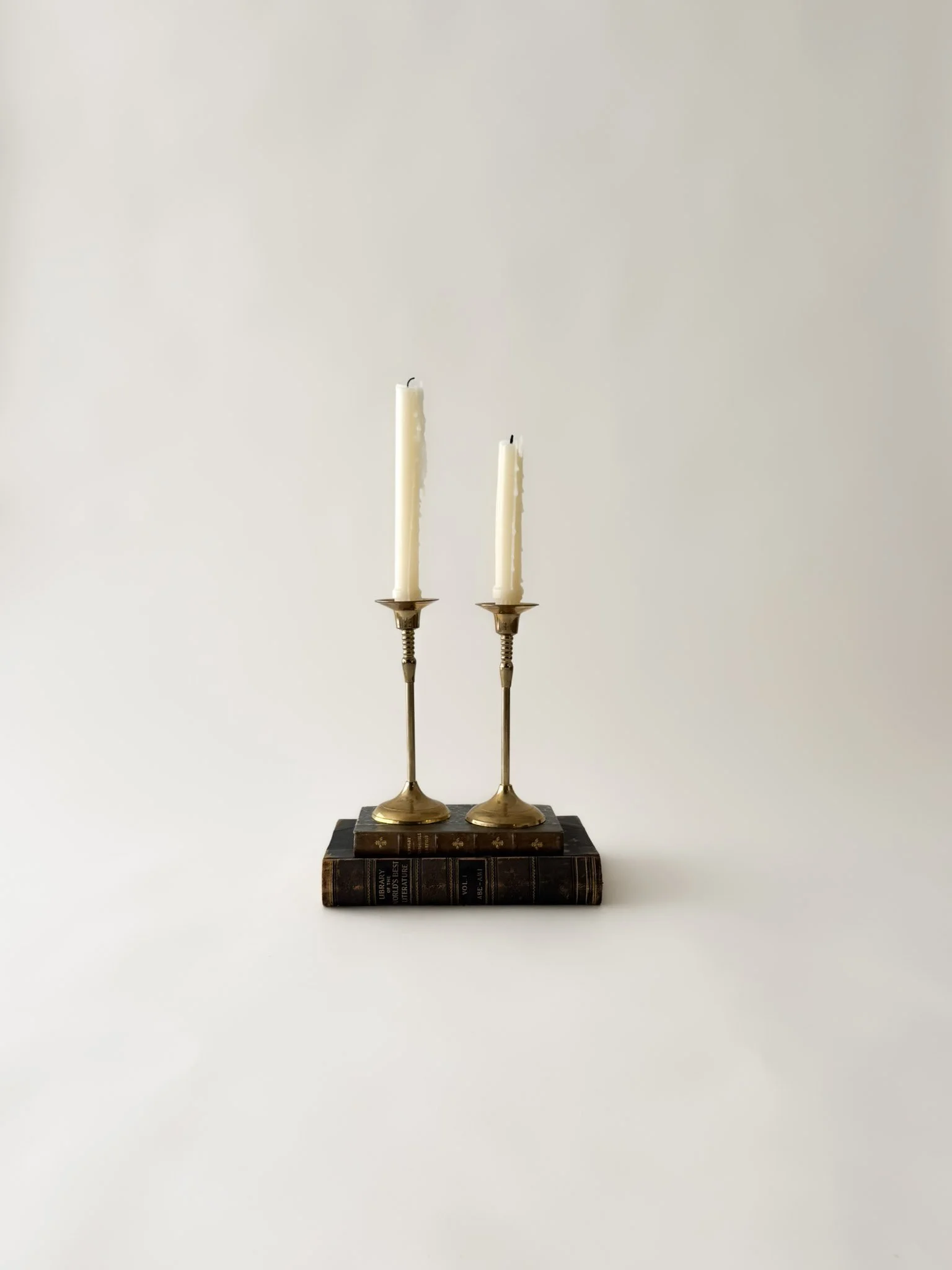 Set of Thin Stem Brass Candleholders