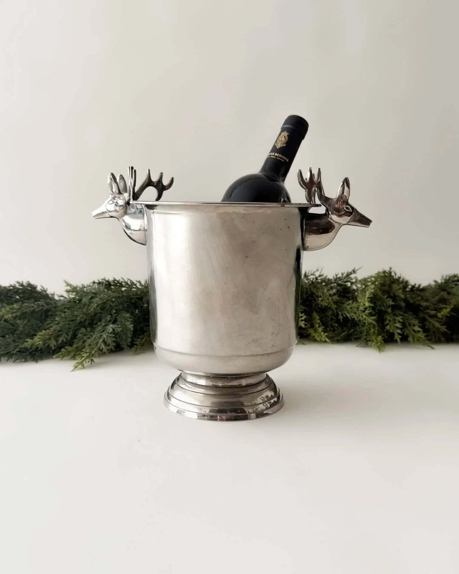 Silverplated Champagne Cooler with Deer Accents