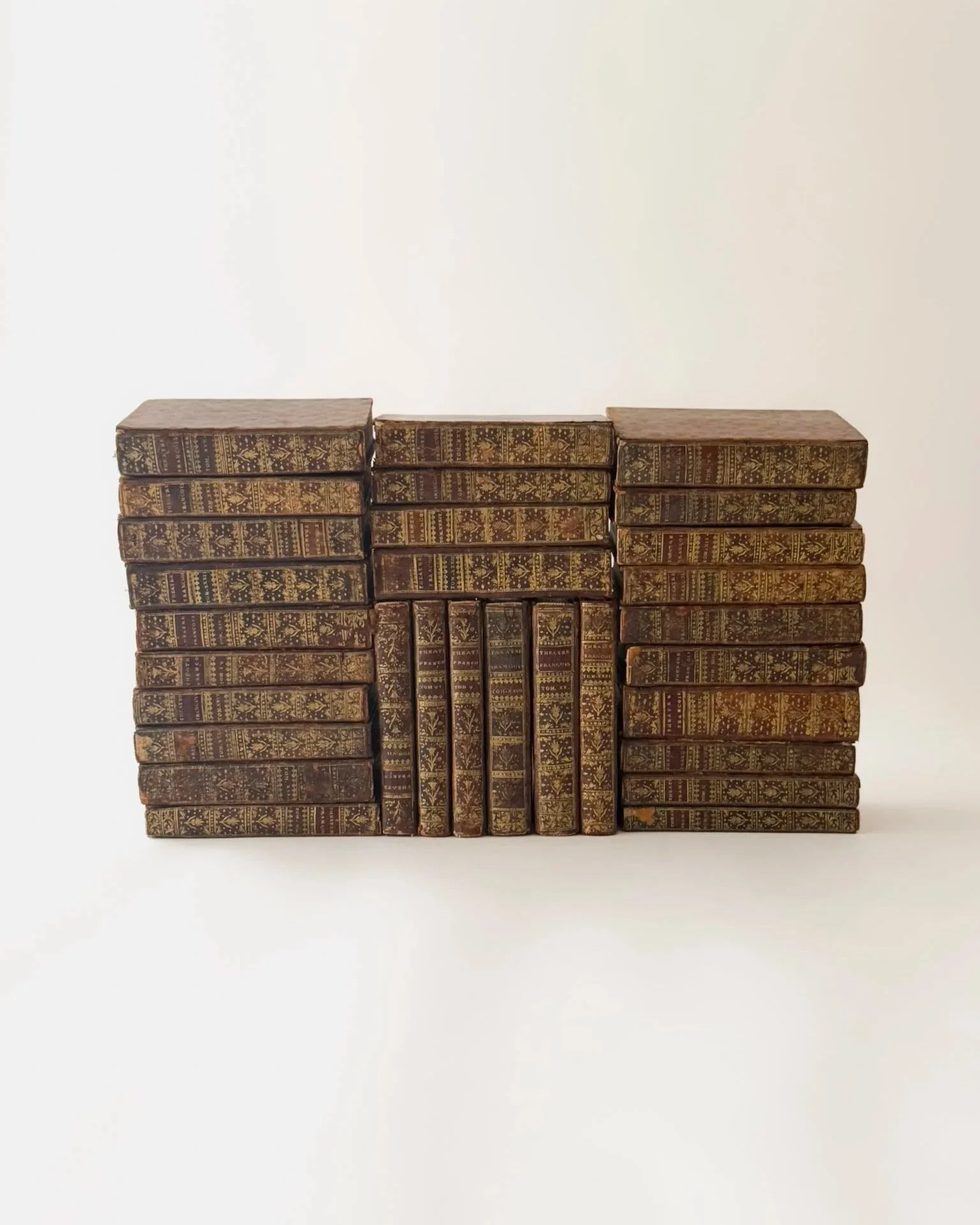 Set of Antique 18th Century French Leather-Bound Theatre Books