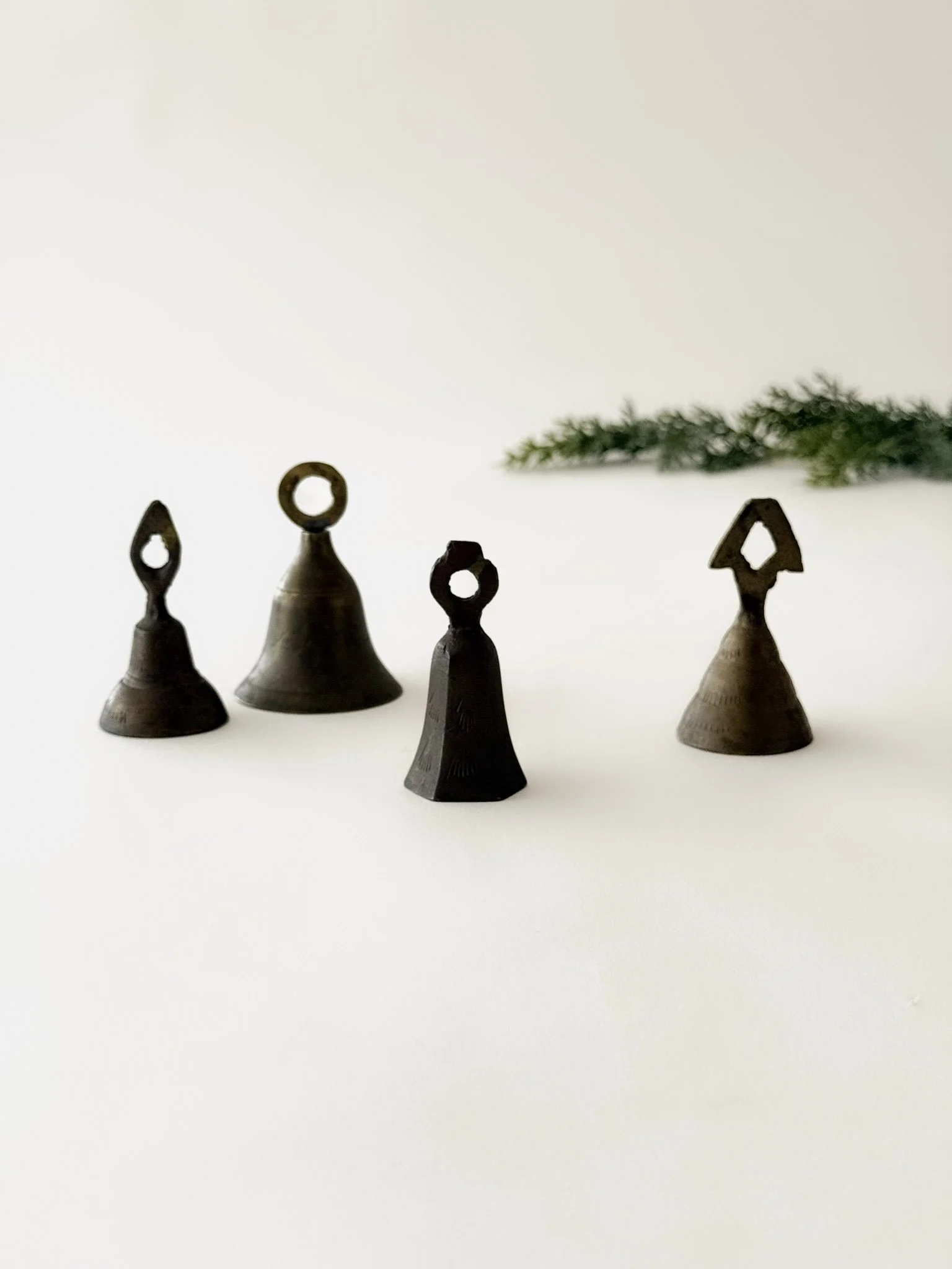 Small Vintage Brass Bells, Set of 4