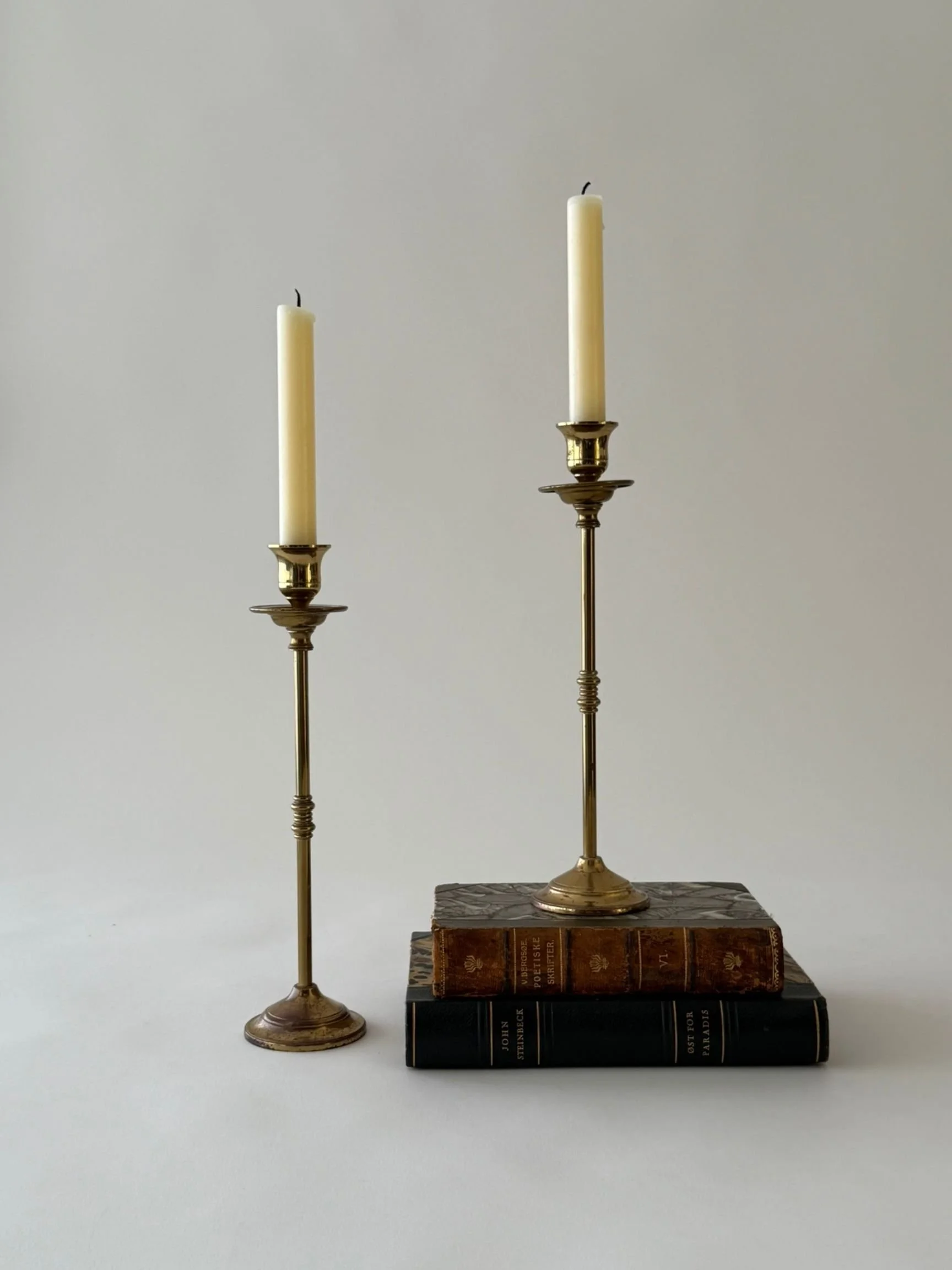 Set of Thin Brass Candleholders