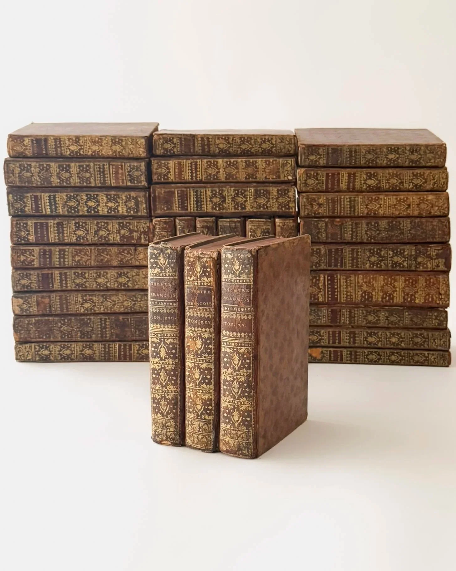 Set of Antique 18th Century French Leather-Bound Theatre Books