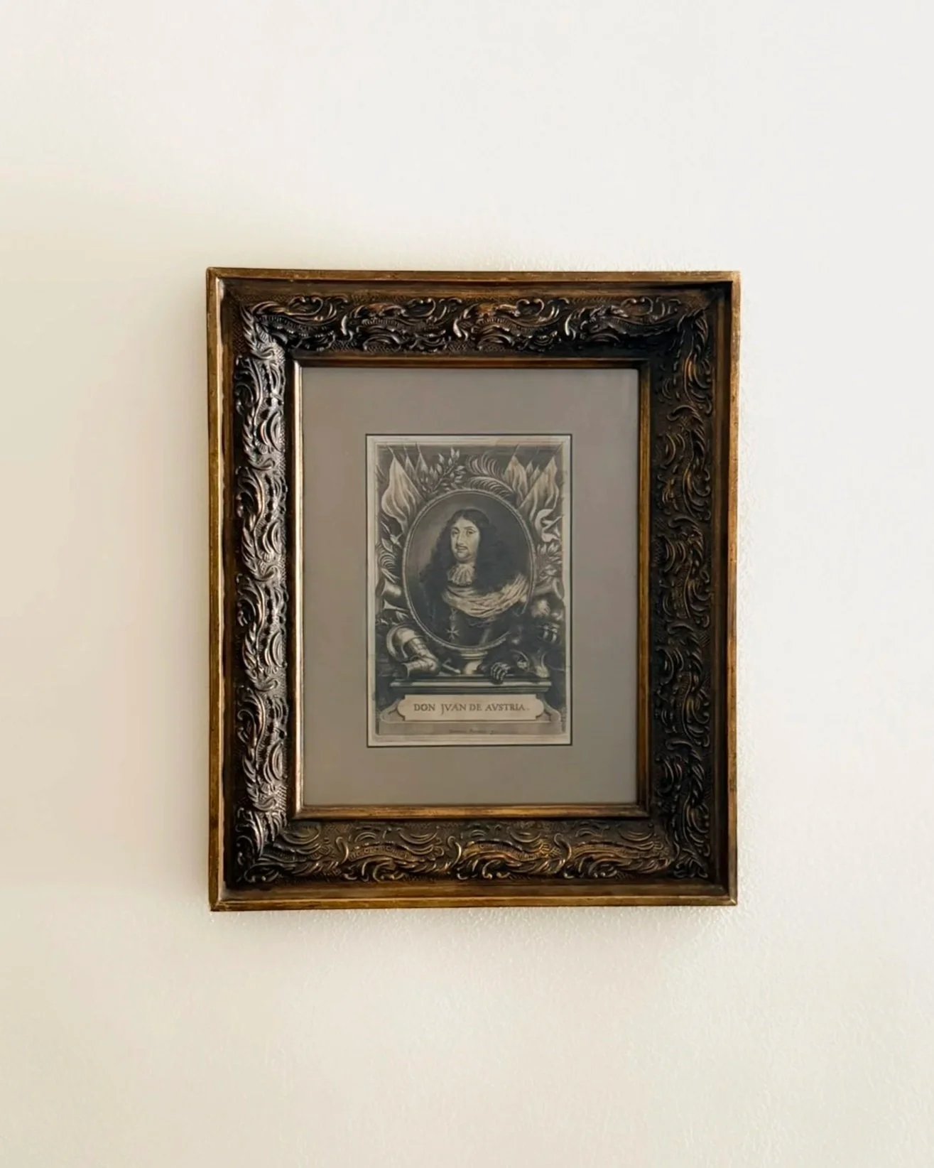 Framed 17th Century Engraving of Don Juan de Austria