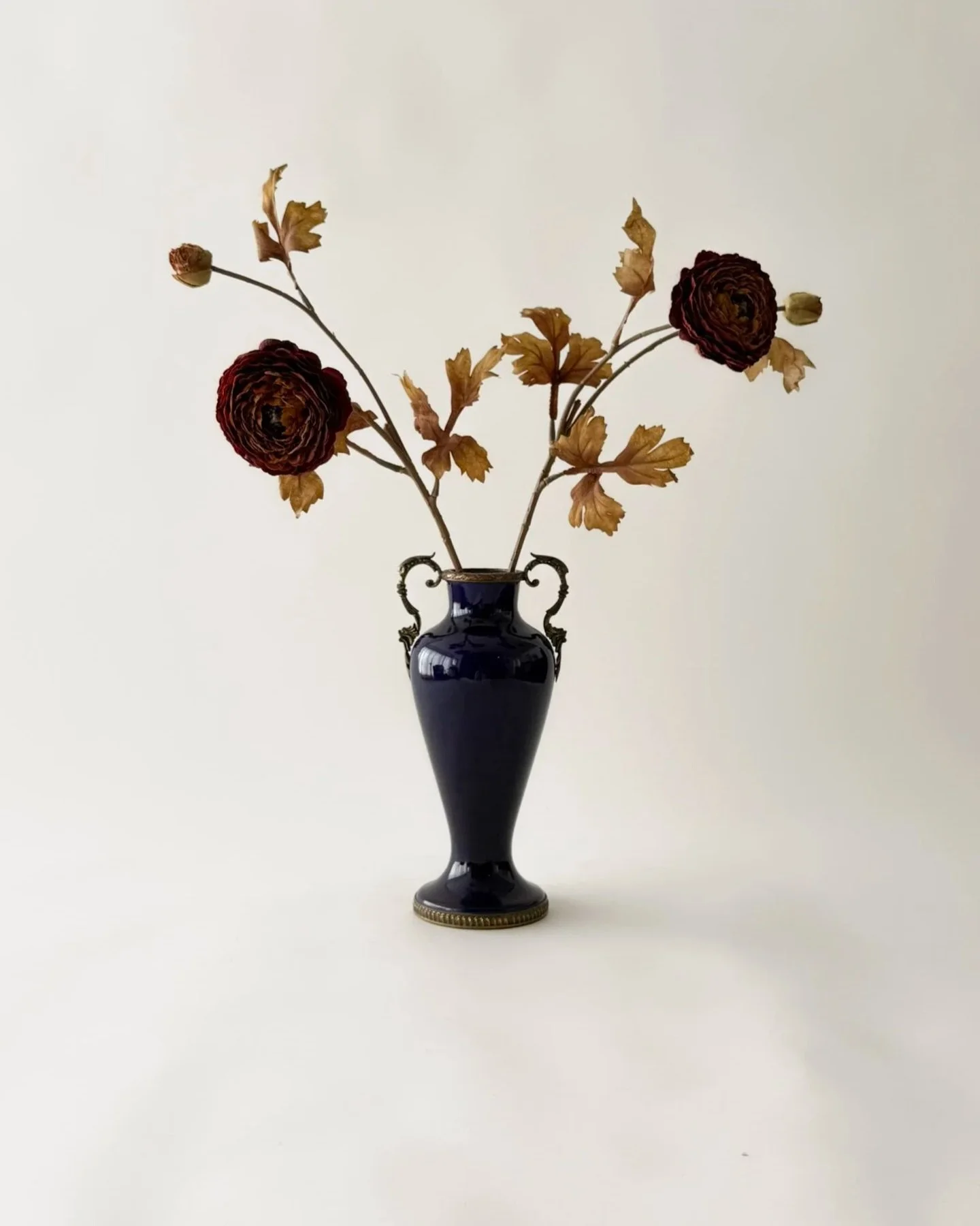 Antique French Royal Blue Porcelain Vase with Gilt Metal Mounts, Paris