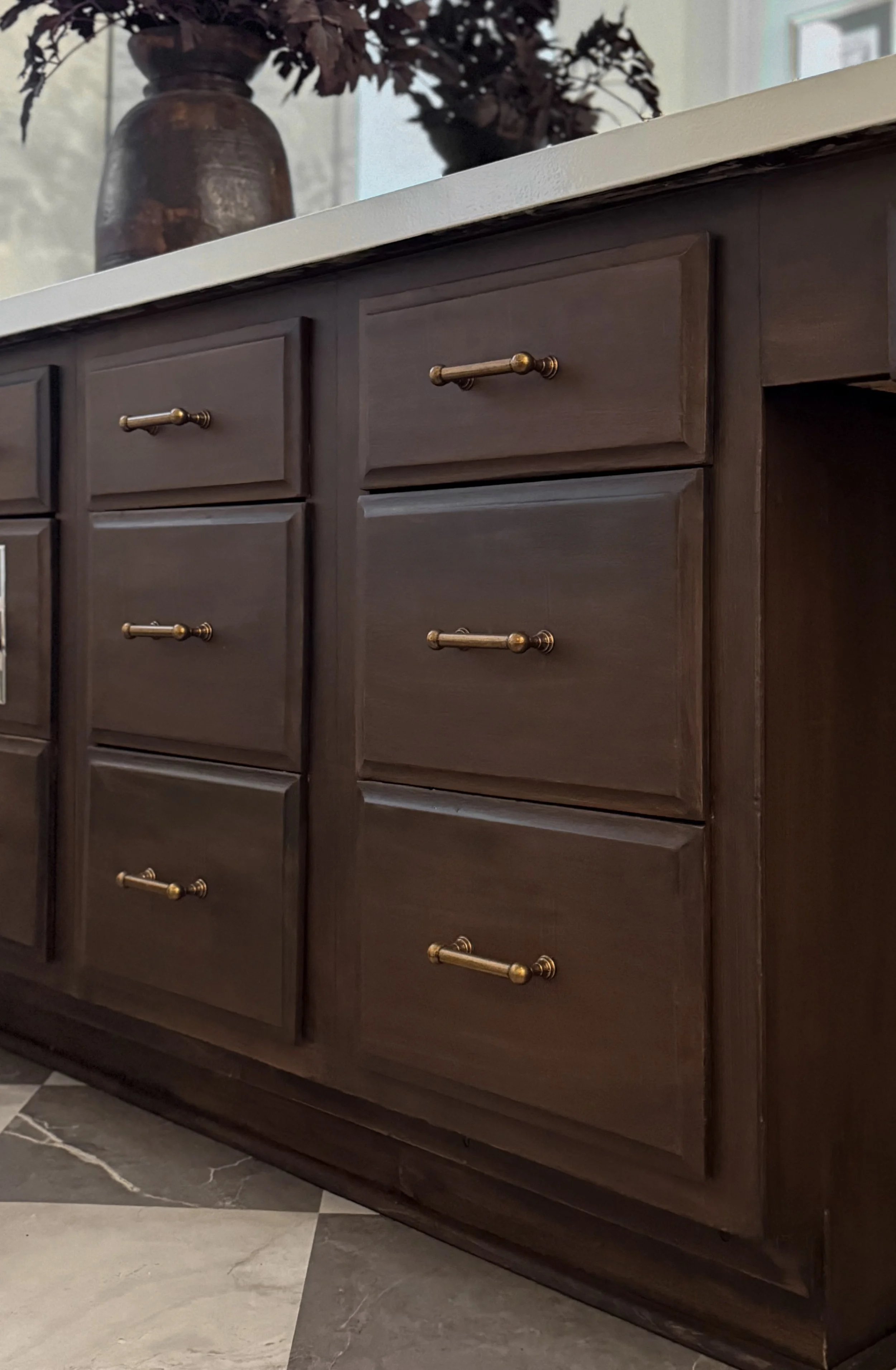 DIY Bathroom Vanity Makeover: Making Painted Cabinets Look Like Stained Wood