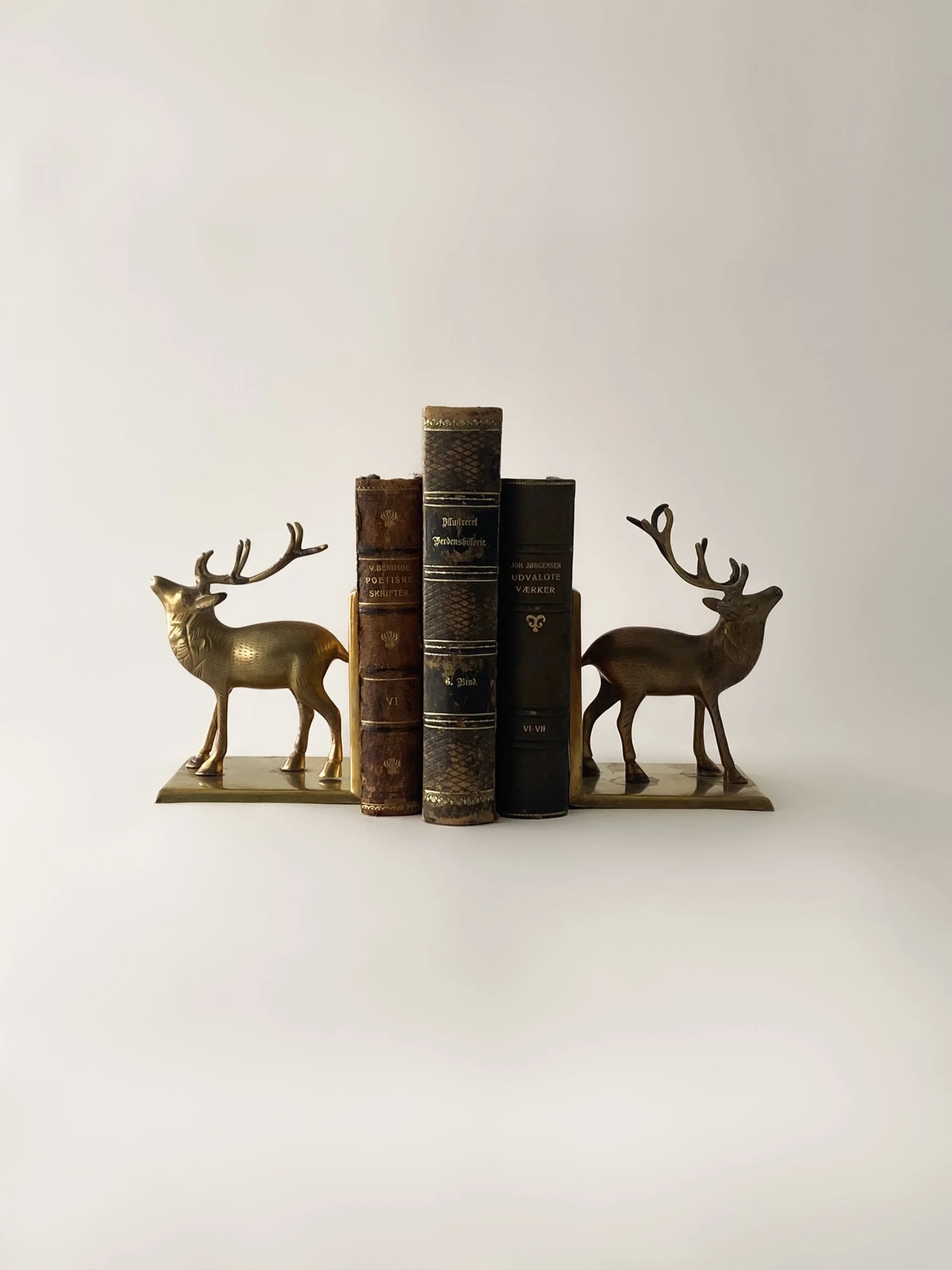 Set of Brass Stag Bookends