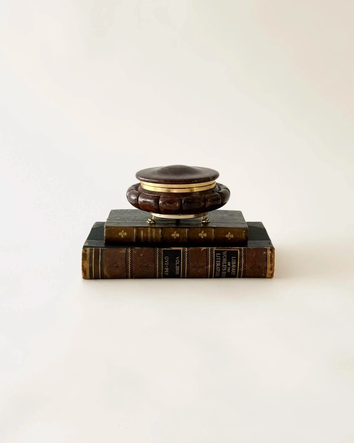 Brown Alabaster Claw Foot Trinket Box, Italy