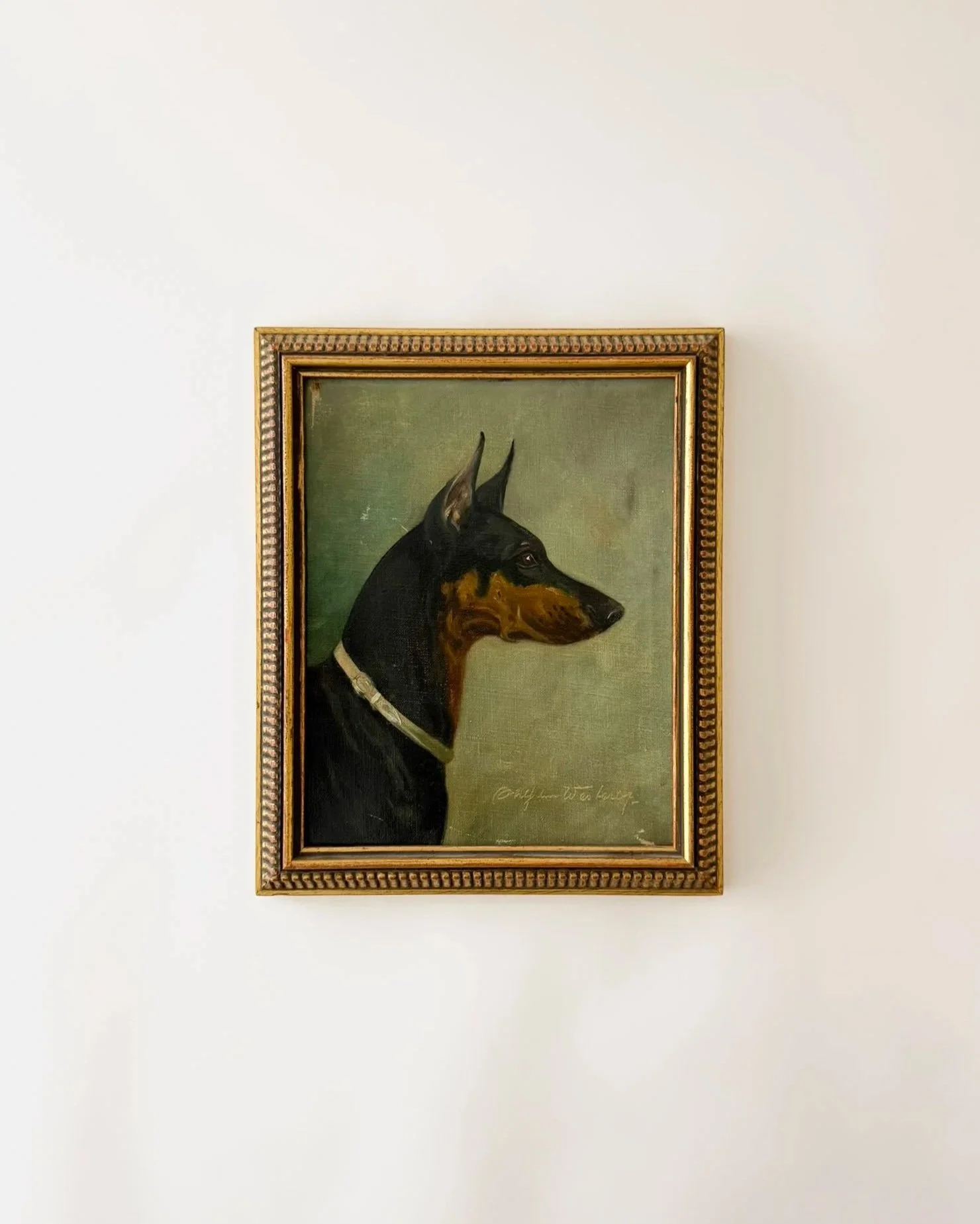 Original Oil on Canvas, Portrait of a Doberman, Signed  Wilhelm Westerop