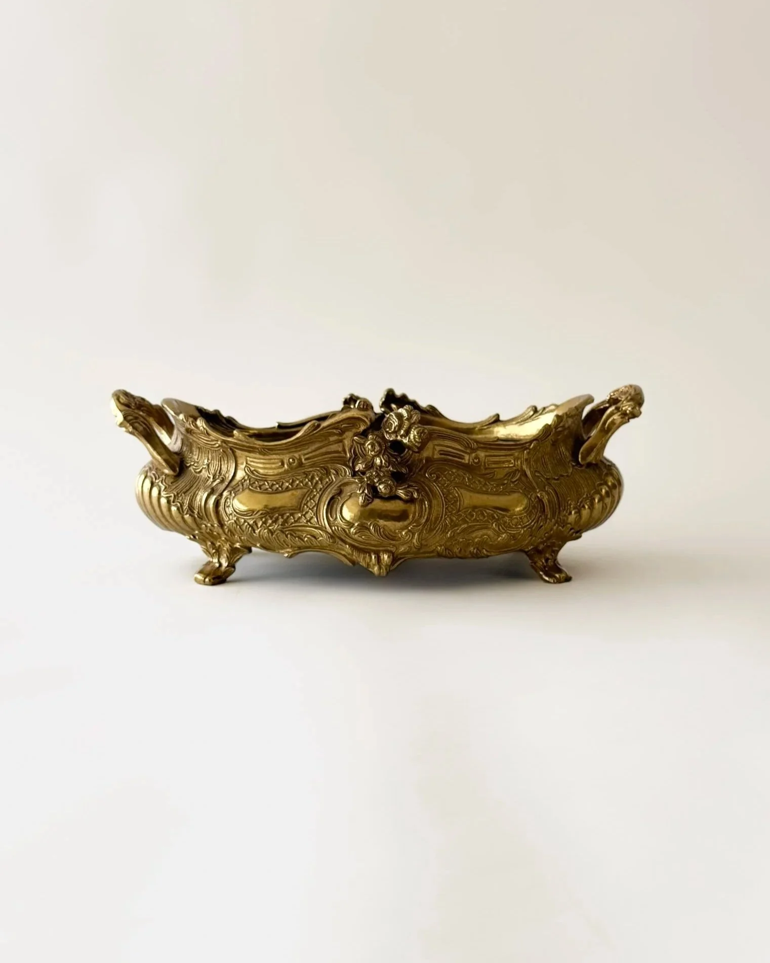 Large Vintage Brass Jardiniere
