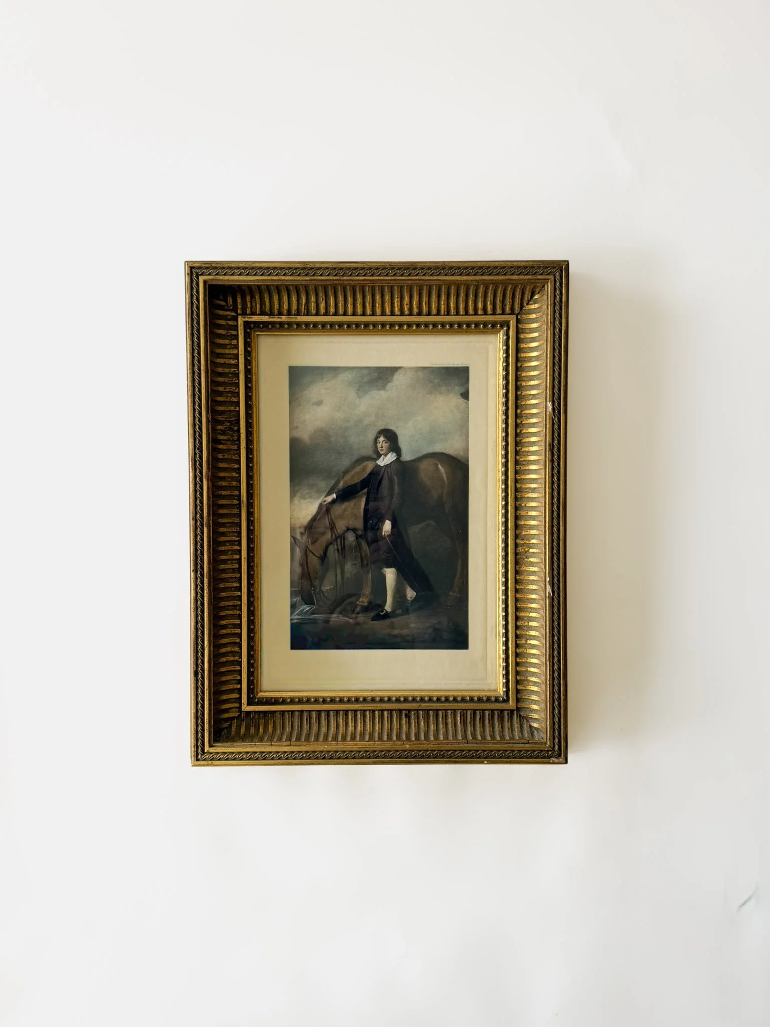 Framed Antique Photogravure of John Walter Tempest with Horse by George Romney