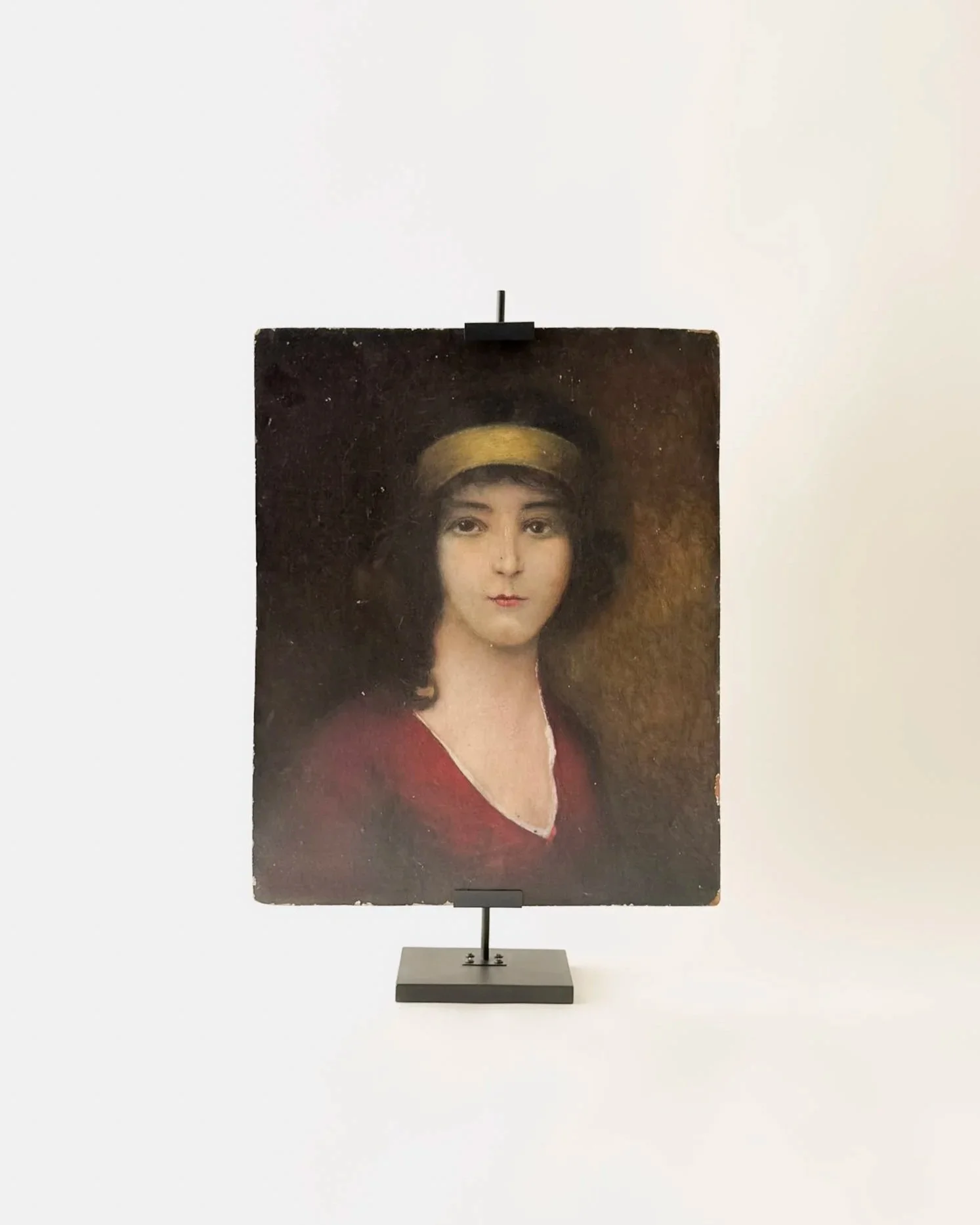 Antique Oil on Board, Portrait of a Young Woman, Signed W. F. Hardy