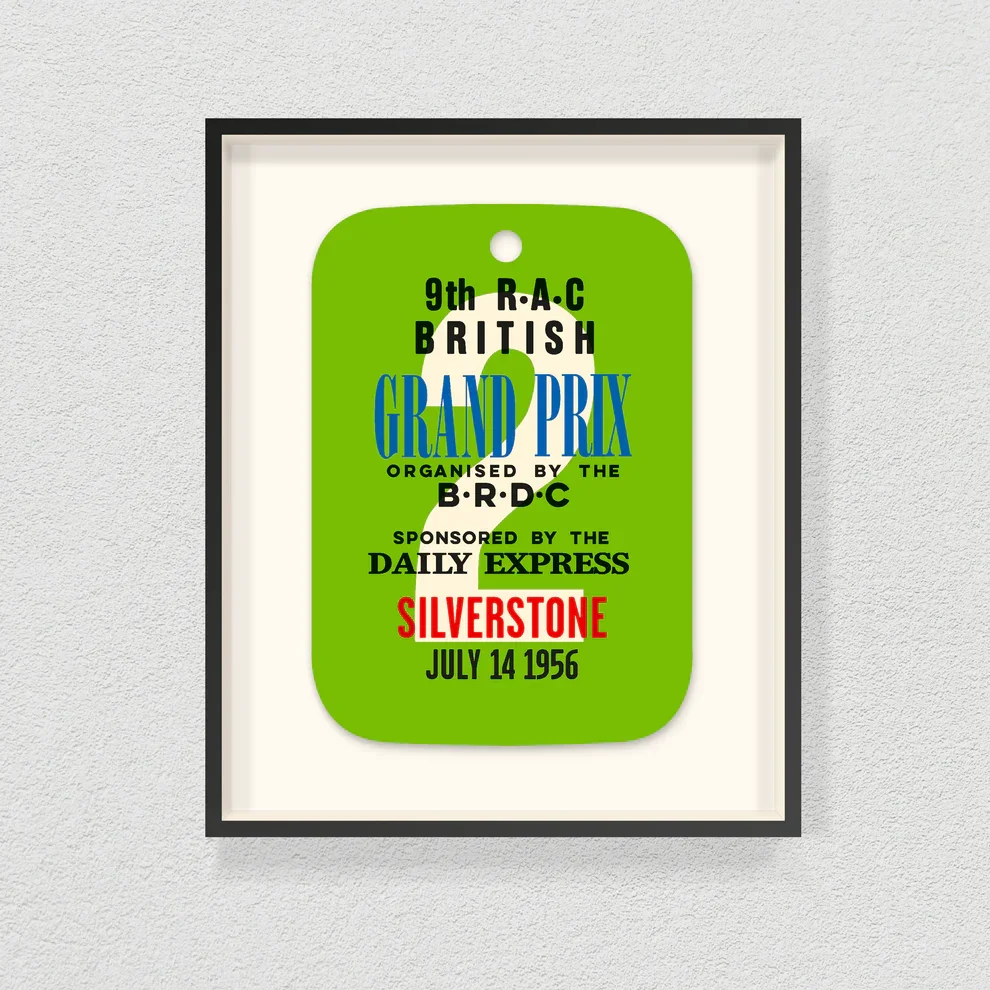 Ella Freire - 1956 Silverstone F1 Grand Prix Daily Express Entry Tag - Limited Edition of 25 - Master Framed.webp