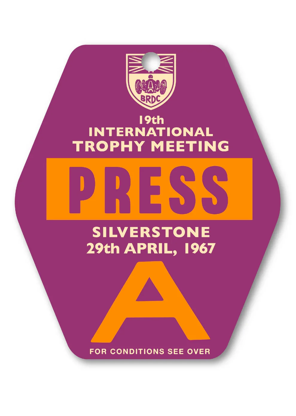 Ella Freire - 1967 Silverstone International Trophy Meeting Press Pass Tag - Limited Edition of 25 - Unframed.webp