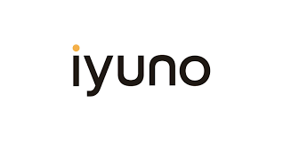 Logo con il testo 'iyuno' in caratteri neri con un punto arancione sopra la 'i'