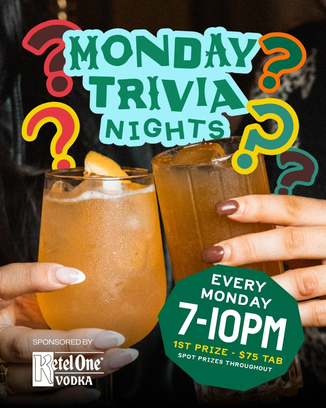 Trivia Nights - now every Monday!

Our inaugural quiz event was such a success - featuring 18 teams - that we&rsquo;ve decided to run it every week, beginning February 9th, from 7pm - 10pm. 

Expect general knowledge curveballs, bragging rights, surp
