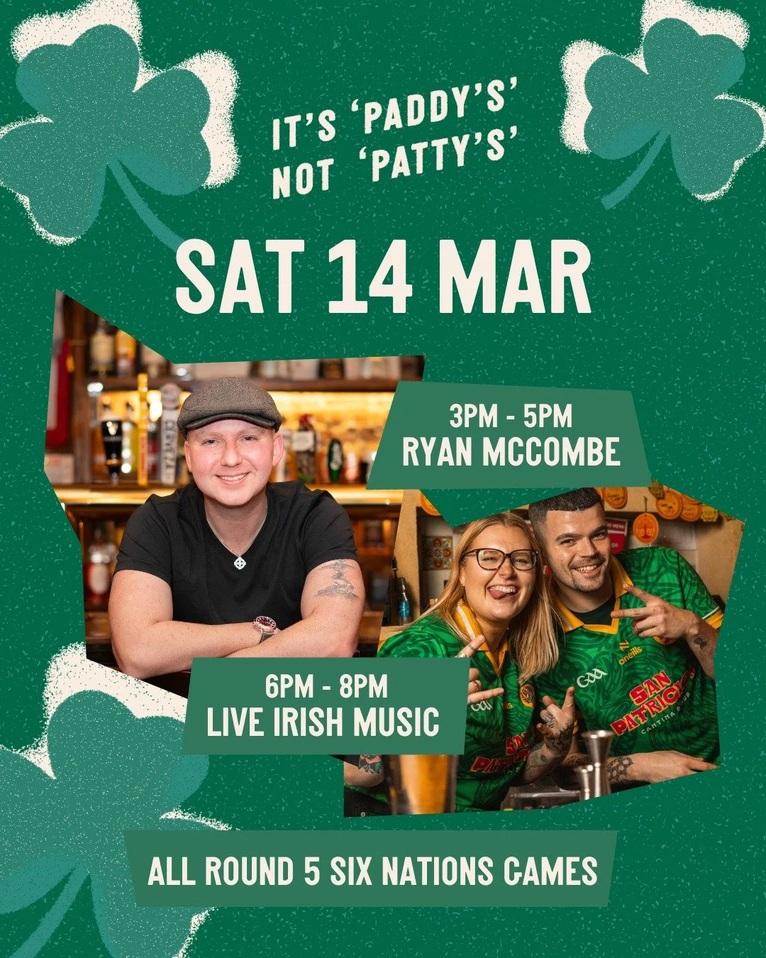 Three days, six live gigs, and one absolutely jam-packed Six Nations Saturday can only mean one thing - Paddy&rsquo;s Weekend is here.

This is our first year celebrating St Patrick&rsquo;s Day here on Erie Street, so we&rsquo;re going all out. Stop 