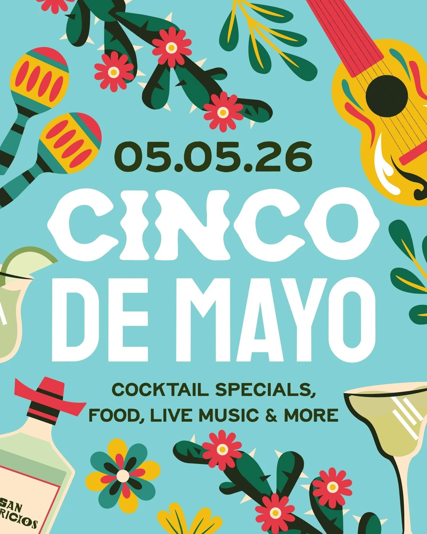 Ready for Cinco de Mayo?

Stop in on May 5th from 12pm - 1am, with food specials all day, limited edition drinks - including a frozen Batanga, Sangria and Tequila Espresso Martini - and Mariachi Sones de me Tierra from 3.45pm - 4.45pm.

Booze, food, 