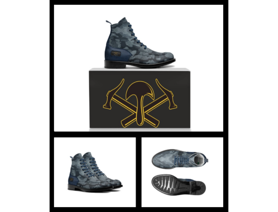 WARDEN, Blue Camo Urban Boots Haze Cobblers