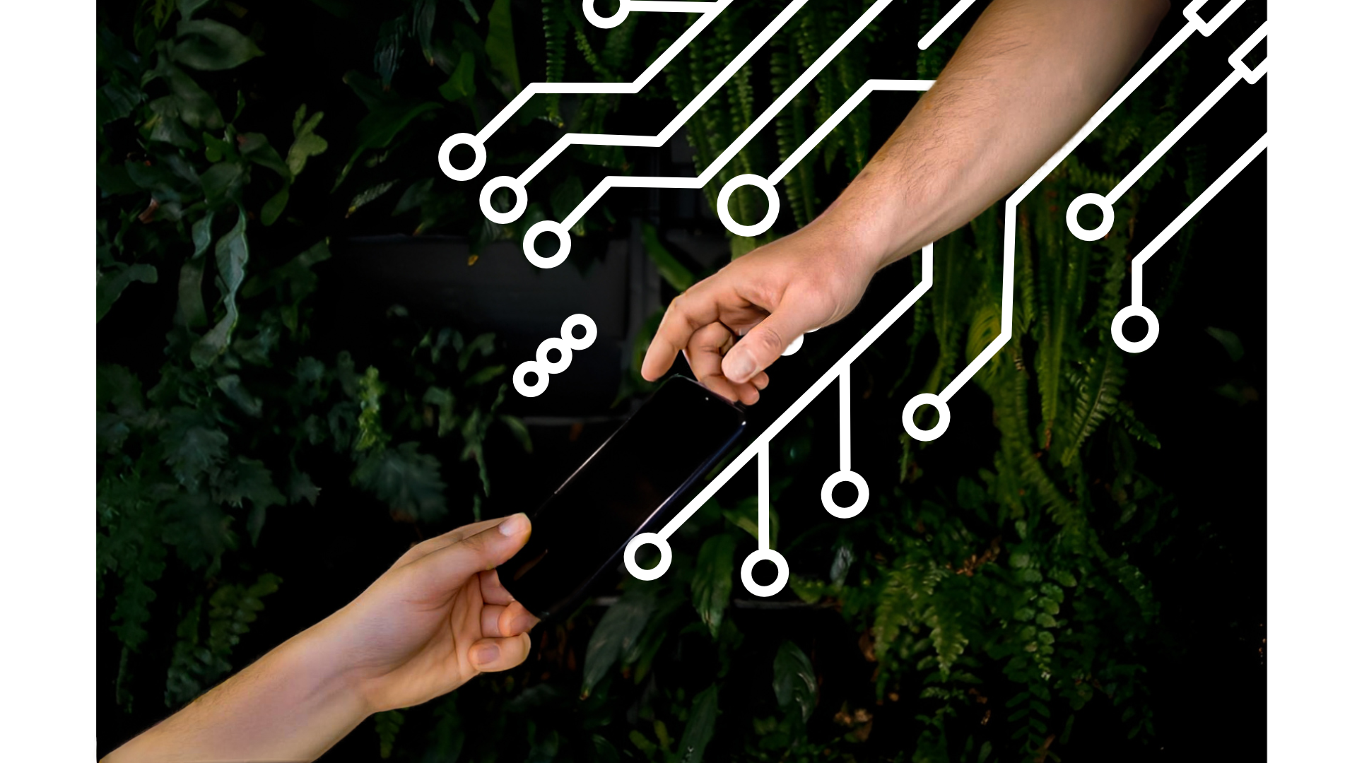Hand passing a phone