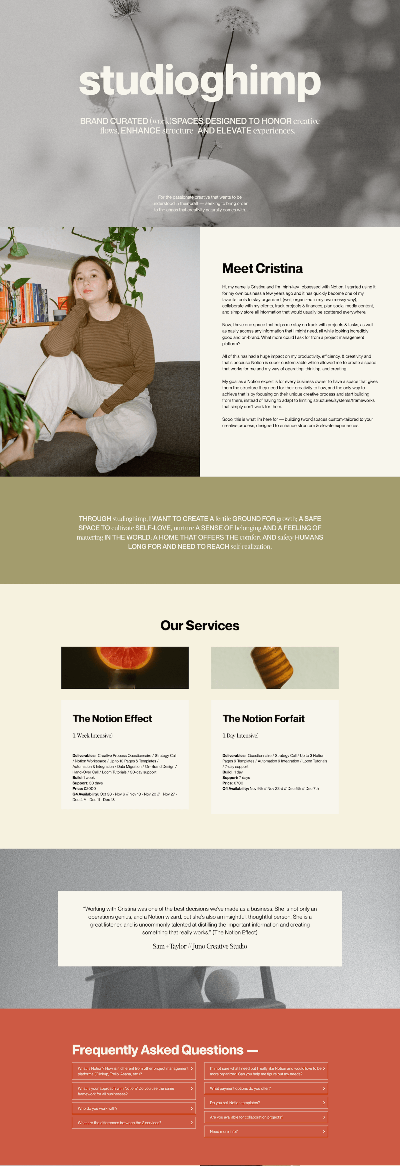 Studio Ghimp Dubsado Landing Page